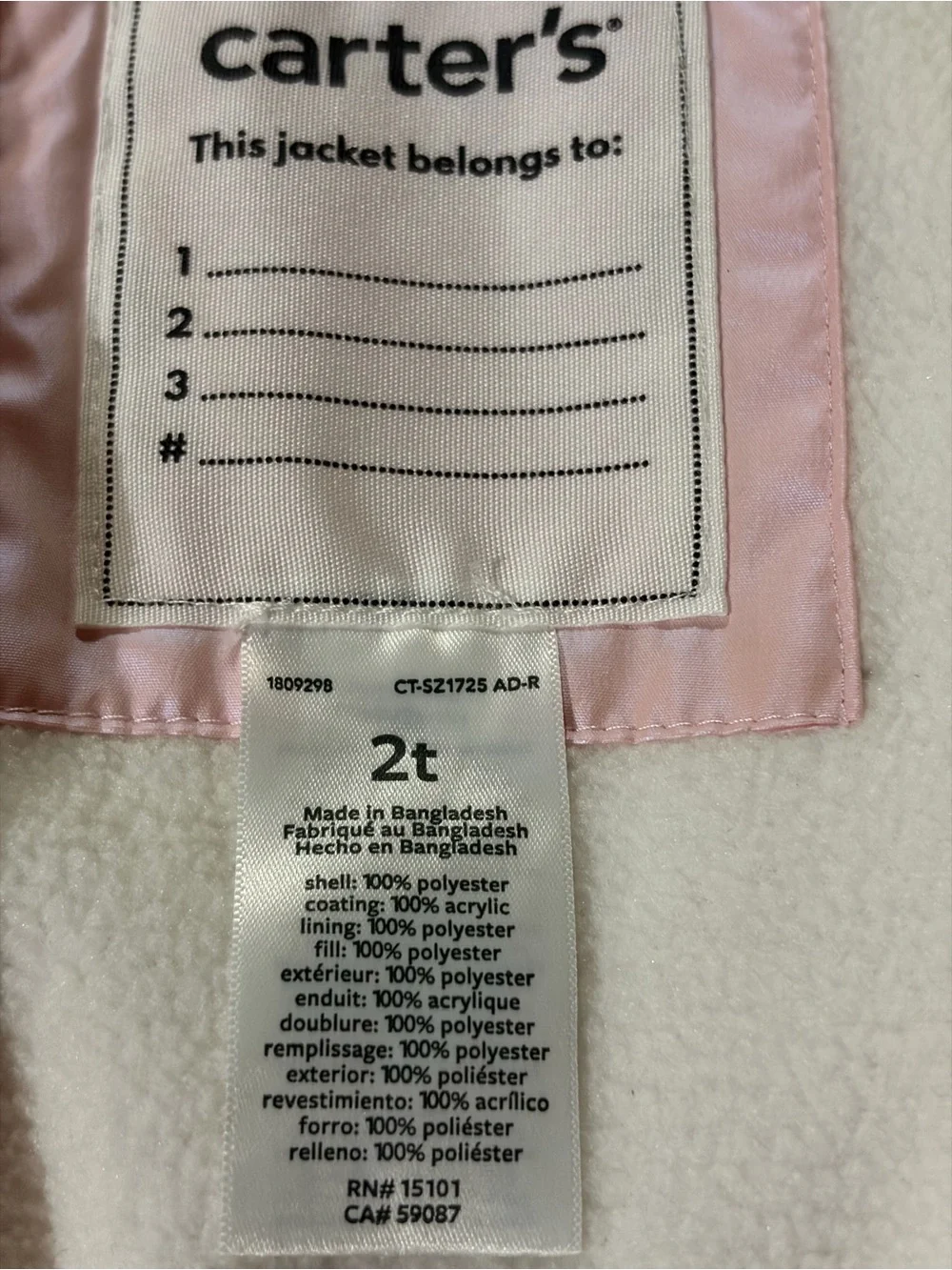 Carters pale pink